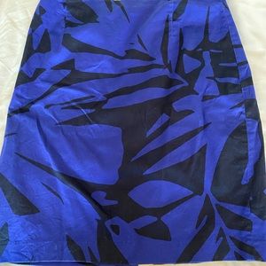 Blue and black patterned pencil skirt